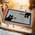 VIKAMA Welcome Mat Gray Outdoor Carpet Black Cat Carpet Crystal Velvet Non-Slip Mat Rug For Bedroom Living Room Carpet