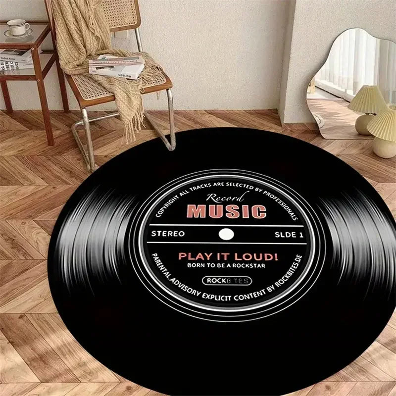 VIKAMA Vintage Record Floor Mat - Anti-Slip And Stain-Resistant For Living Room, Bedroom Bedside Carpet, Home Decoration