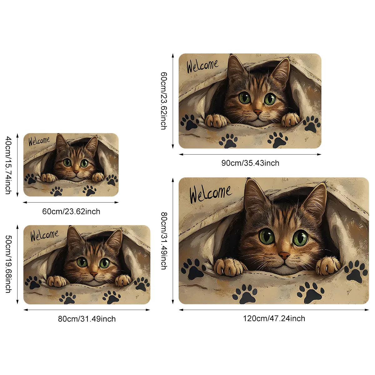 VIKAMA Cartoon Cute Cat Carpet Soft Doormat Welcome Mat Living Room Carpet Kitchen Rug Rug For Bedroom Outdoor Carpet Home Dec
