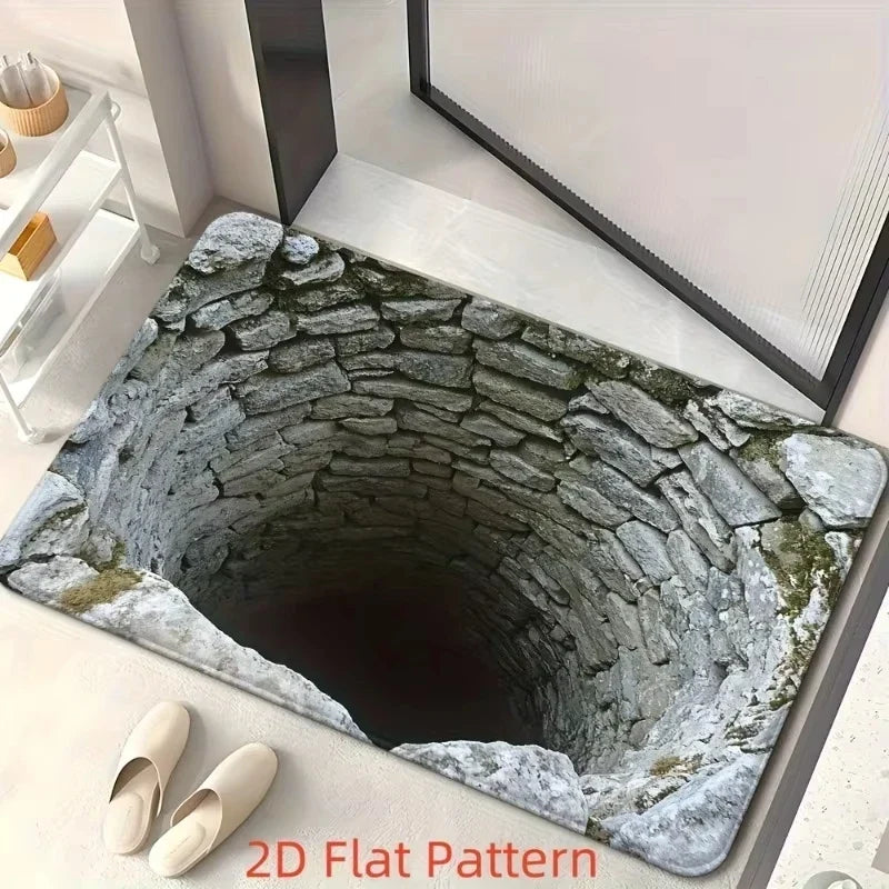 VIKAMA 2D Optical Illusion Endless Cave Design Doormat Rug For Bedroom Carpet For Live Room Floor Mat Welcome Mat Home Decor